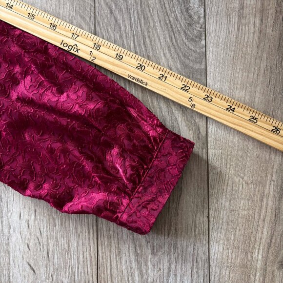 Anthropologie Burgundy Button Down Blouse Womens Size XS Sheer Boho Holiday - Picture 10 of 15